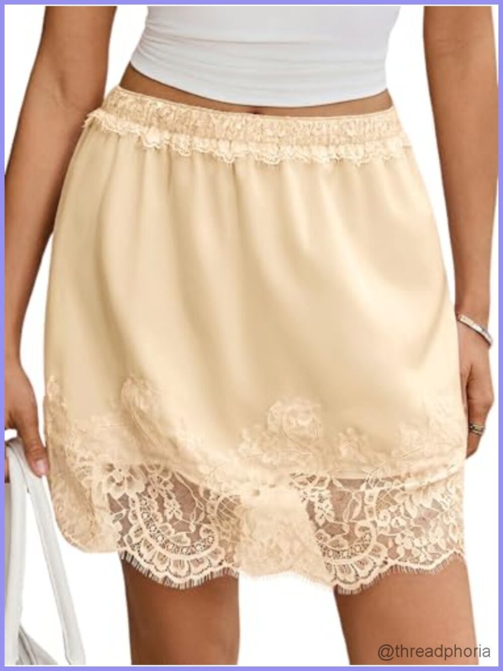 Women's Lace Satin Mini Skirt High Waisted A-Line